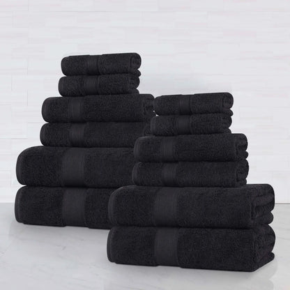 Organic Cotton Plush Solid Assorted 12 Piece Towel Set