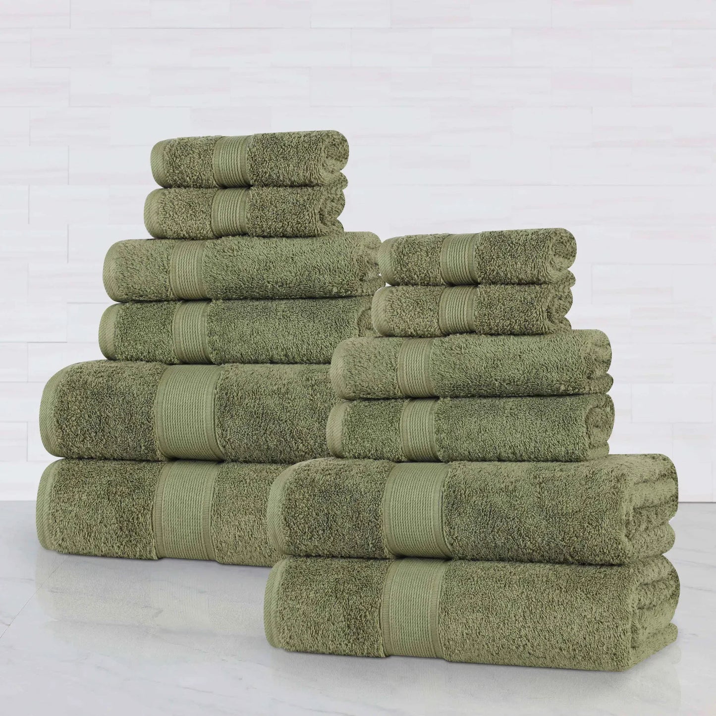 Organic Cotton Plush Solid Assorted 12 Piece Towel Set