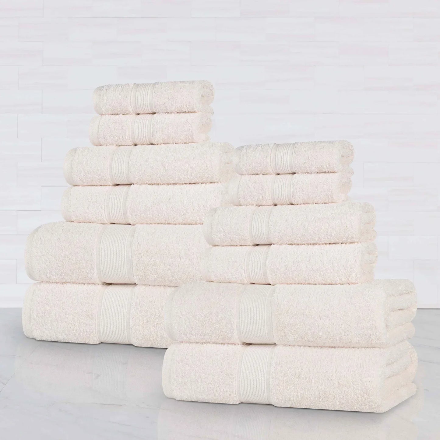 Organic Cotton Plush Solid Assorted 12 Piece Towel Set
