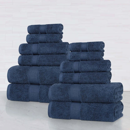 Organic Cotton Plush Solid Assorted 12 Piece Towel Set