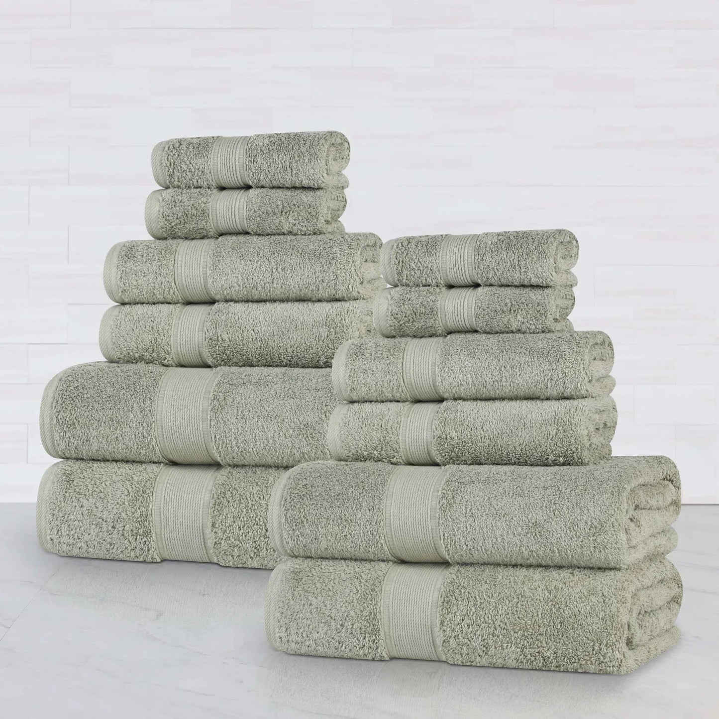 Organic Cotton Plush Solid Assorted 12 Piece Towel Set