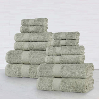 Organic Cotton Plush Solid Assorted 12 Piece Towel Set