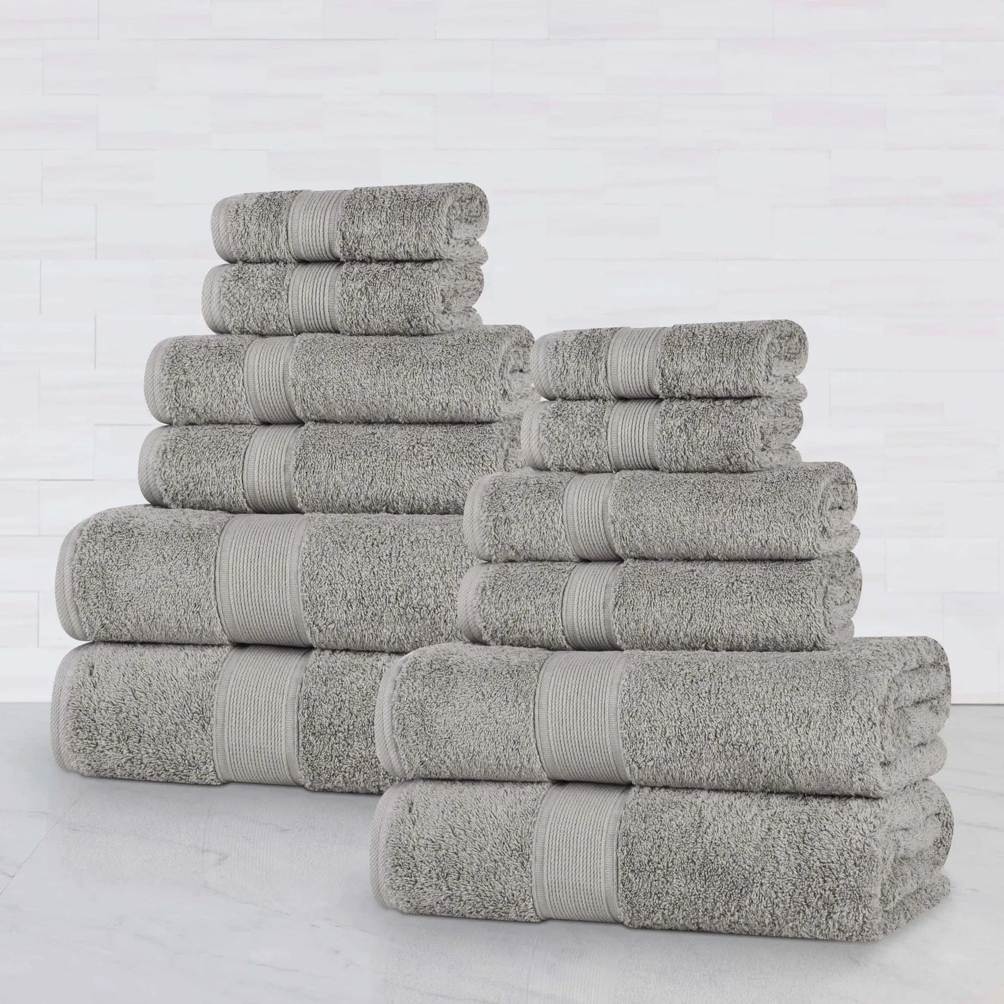 Organic Cotton Plush Solid Assorted 12 Piece Towel Set