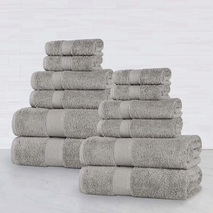 Organic Cotton Plush Solid Assorted 12 Piece Towel Set