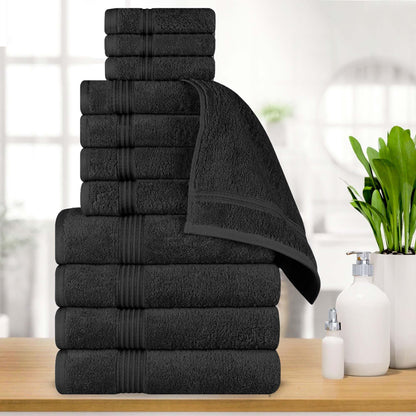 Egyptian Cotton Highly Absorbent Solid 12 Piece Ultra Soft Towel Set