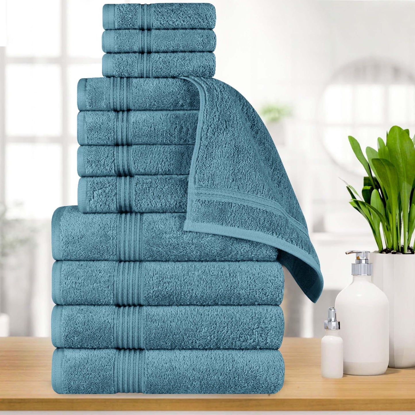 Egyptian Cotton Highly Absorbent Solid 12 Piece Ultra Soft Towel Set