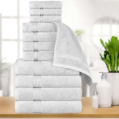 Egyptian Cotton Highly Absorbent Solid 12 Piece Ultra Soft Towel Set