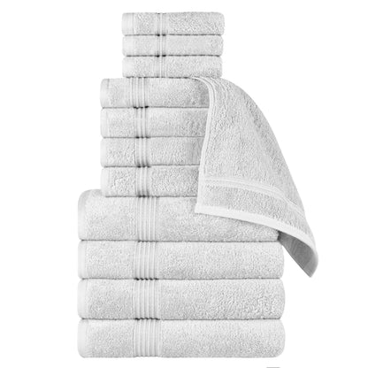 Egyptian Cotton Highly Absorbent Solid 12 Piece Ultra Soft Towel Set