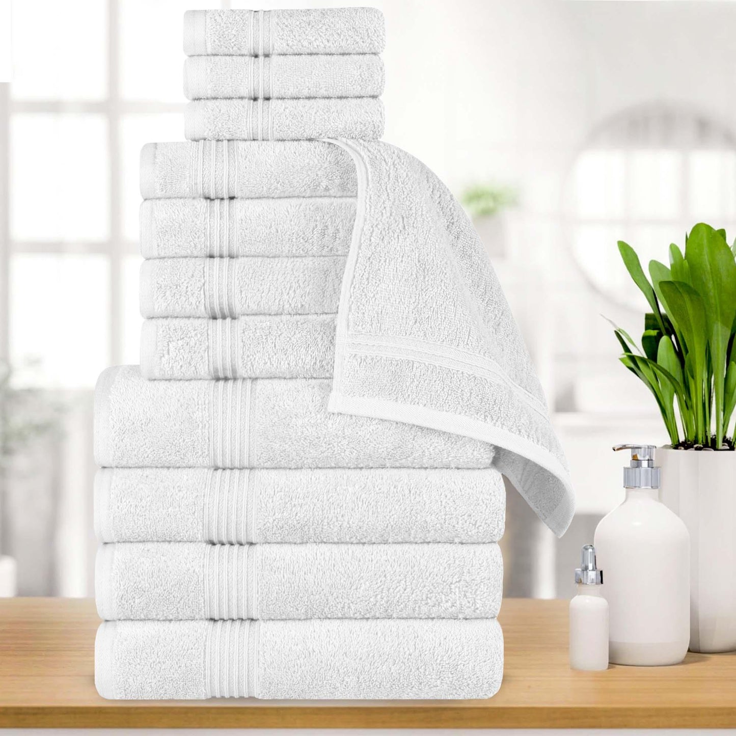 Egyptian Cotton Highly Absorbent Solid 12 Piece Ultra Soft Towel Set