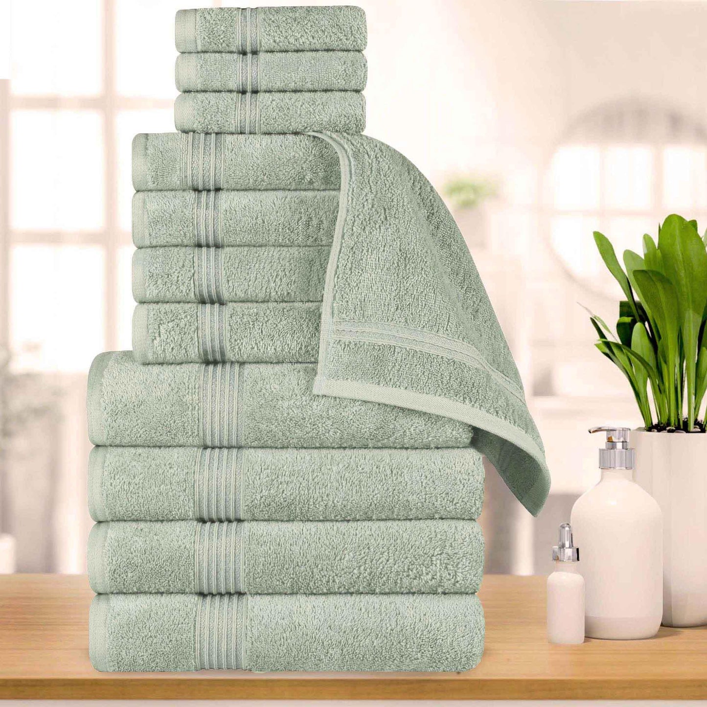 Egyptian Cotton Highly Absorbent Solid 12 Piece Ultra Soft Towel Set