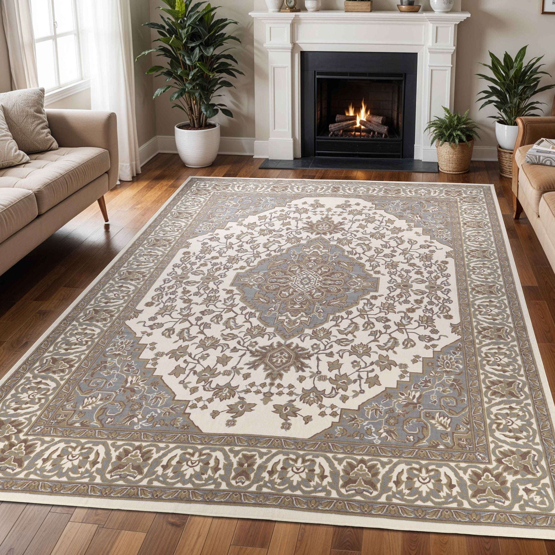 Glendale Traditional Floral Medallion Indoor Area Rug or Runner Rug - Green