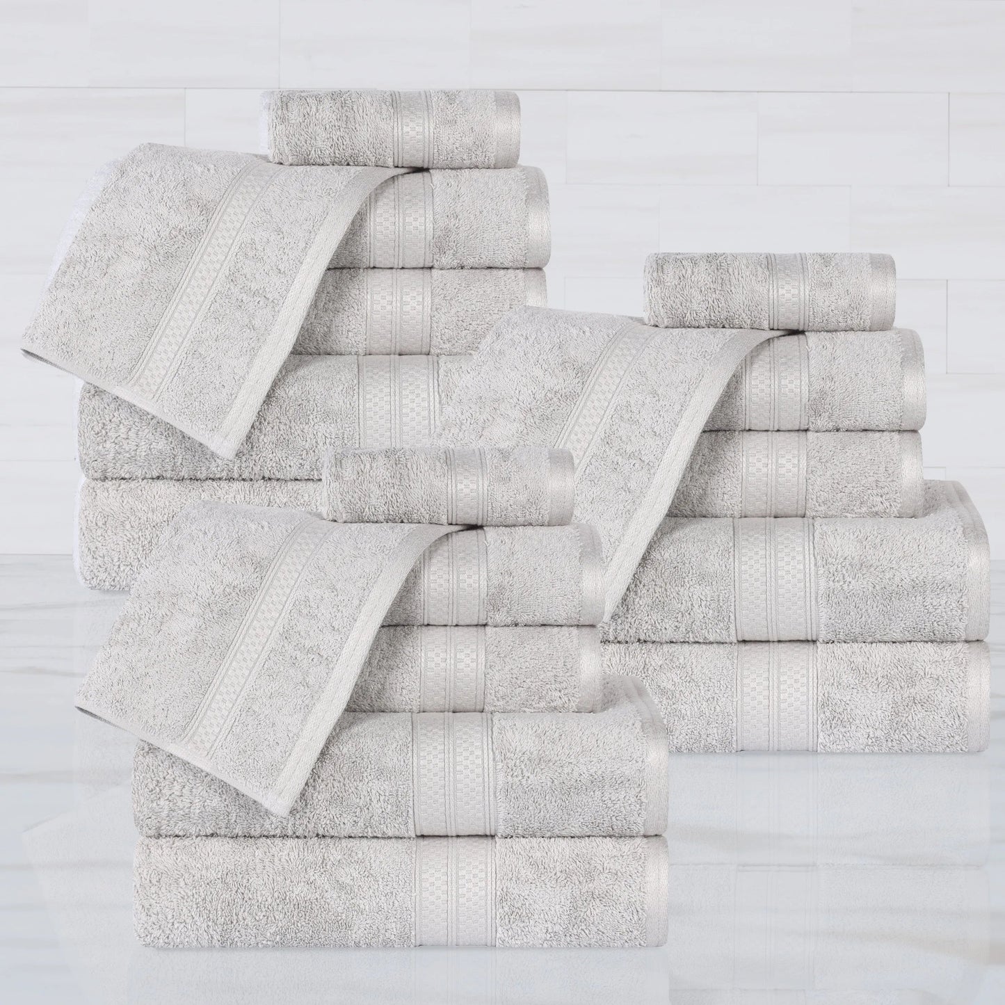 Rayon from Bamboo Cotton Blend Luxury Assorted 18 Piece Towel Set