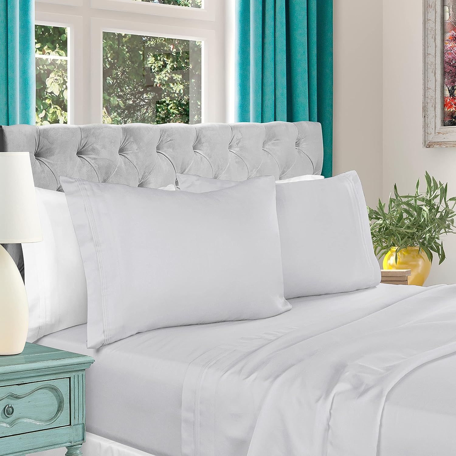 Superior Egyptian Cotton 1000 Thread Count Extra Deep Pocket Solid Sheet Set - White