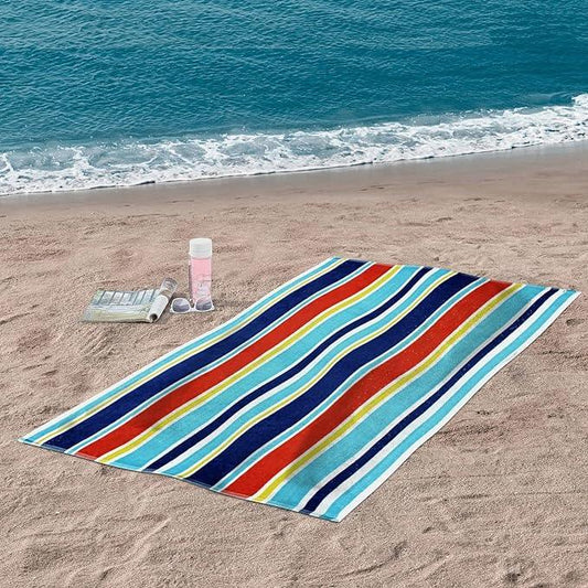 Oceana Stripe Oversized Cotton 2 Piece Beach Towel Set