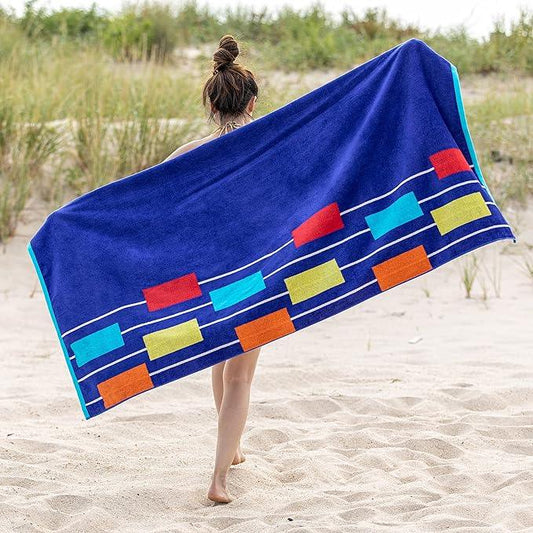 Neon Tiles Oversized 2 Piece Beach Towel Set