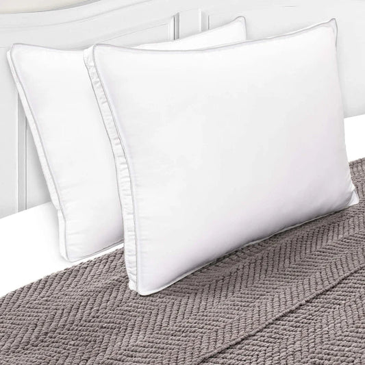 Hypoallergenic Microfiber Set of 2 Gusset Pillows - White