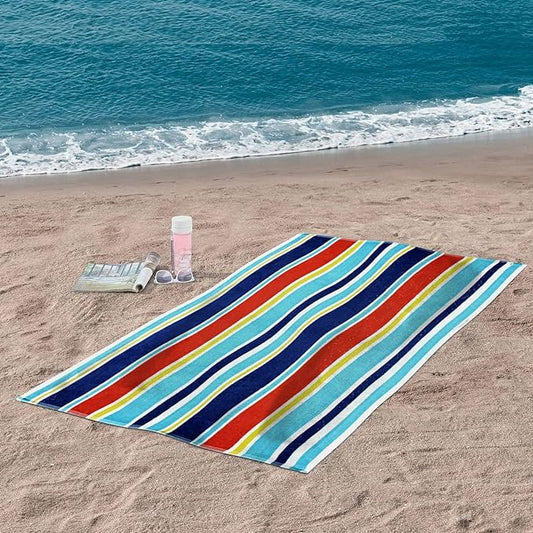 Oceana Stripe Oversized Cotton 4 Piece Beach Towel Set