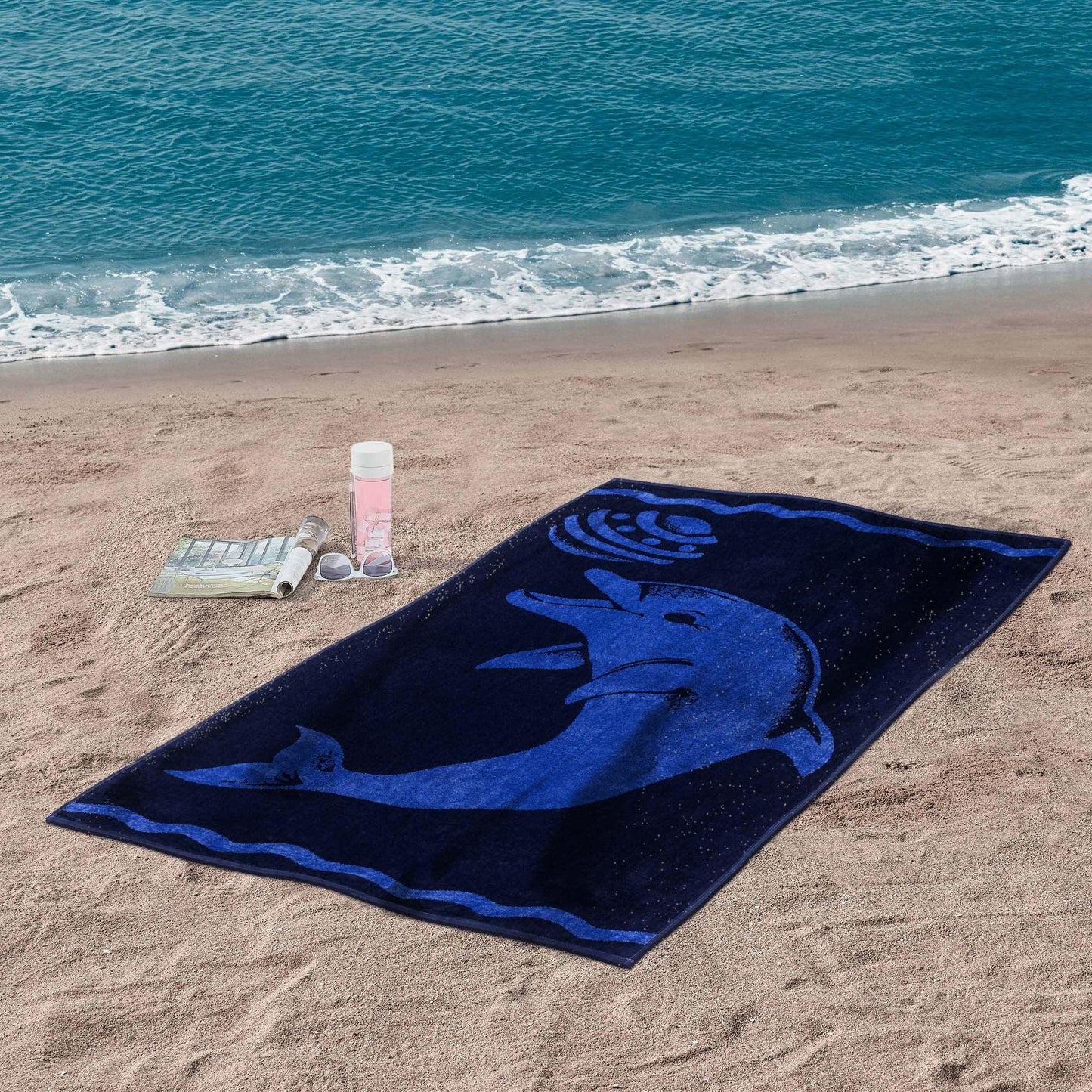 Play Dolphin Oversized Cotton 2 Piece Beach Towel Set