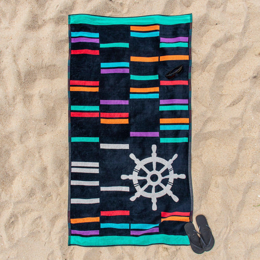 Retro Spin Wheel Oversized 2 Piece Beach Towel Set