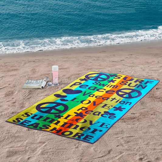 Peace Love Oversized Cotton 2 Piece Beach Towel Set