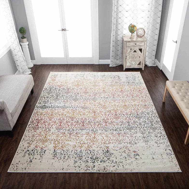 Ulani Distressed Modern Damask Indoor Area Rug