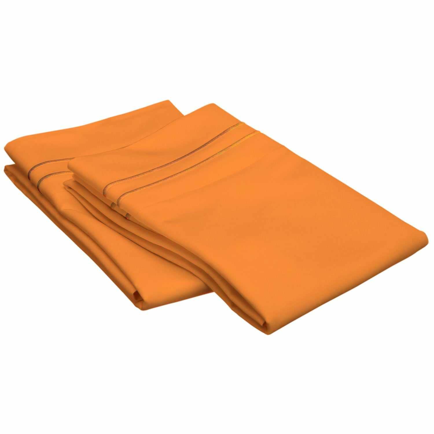 2 Embroidered Line Egyptian Cotton 2-Piece Pillowcase Set - Pumpkin