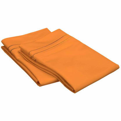 2 Embroidered Line Egyptian Cotton 2-Piece Pillowcase Set - Pumpkin