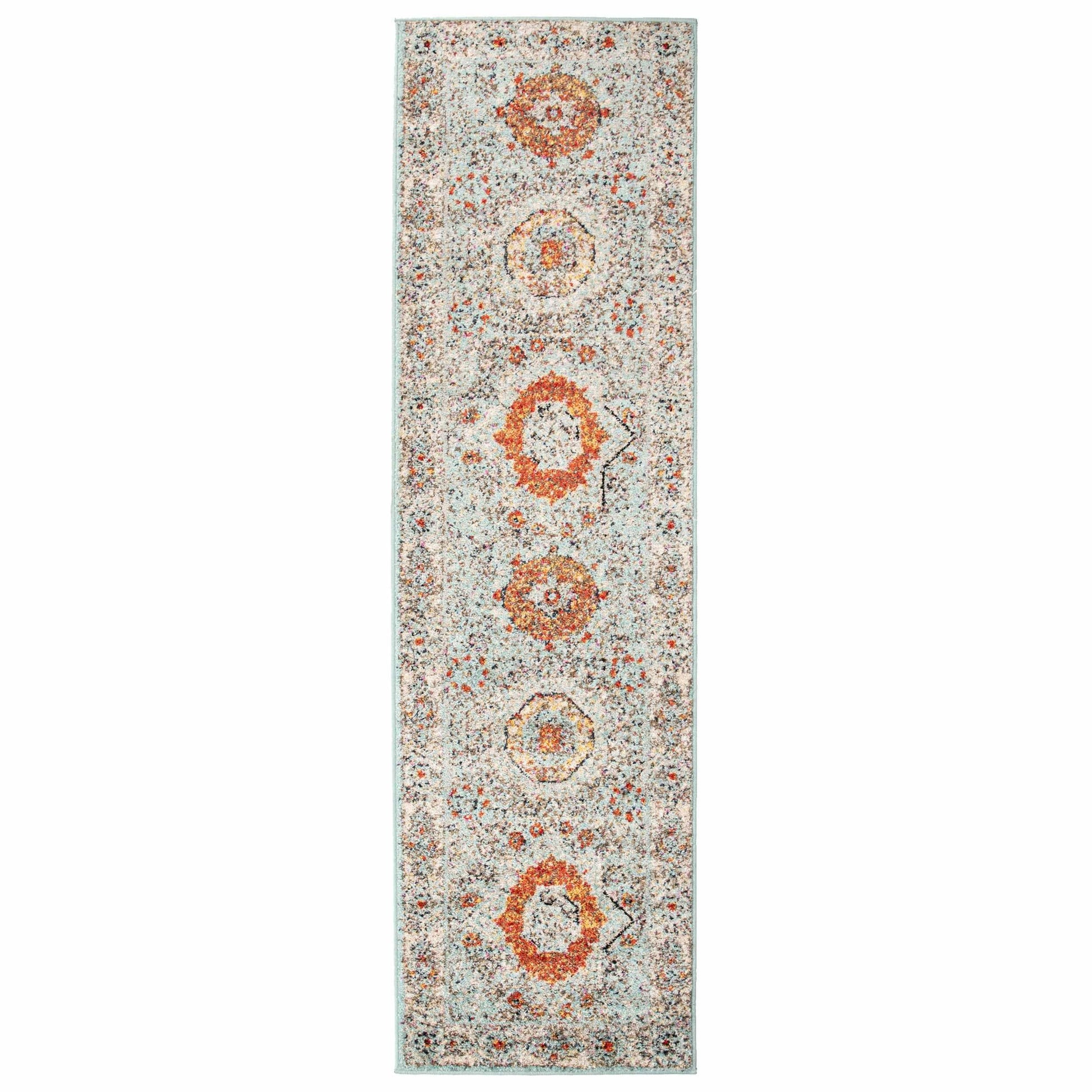 Idalia Distressed Floral Medallion Contemporary Area Rug - LightBlue
