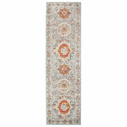 Idalia Distressed Floral Medallion Contemporary Area Rug - LightBlue