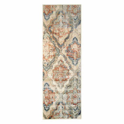Vintage Distressed Diamond Trellis Indoor Home Area Rug Collection - Blue