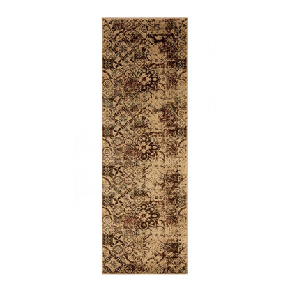 Distressed Floral Medallion Indoor Rug or Runner - Cream