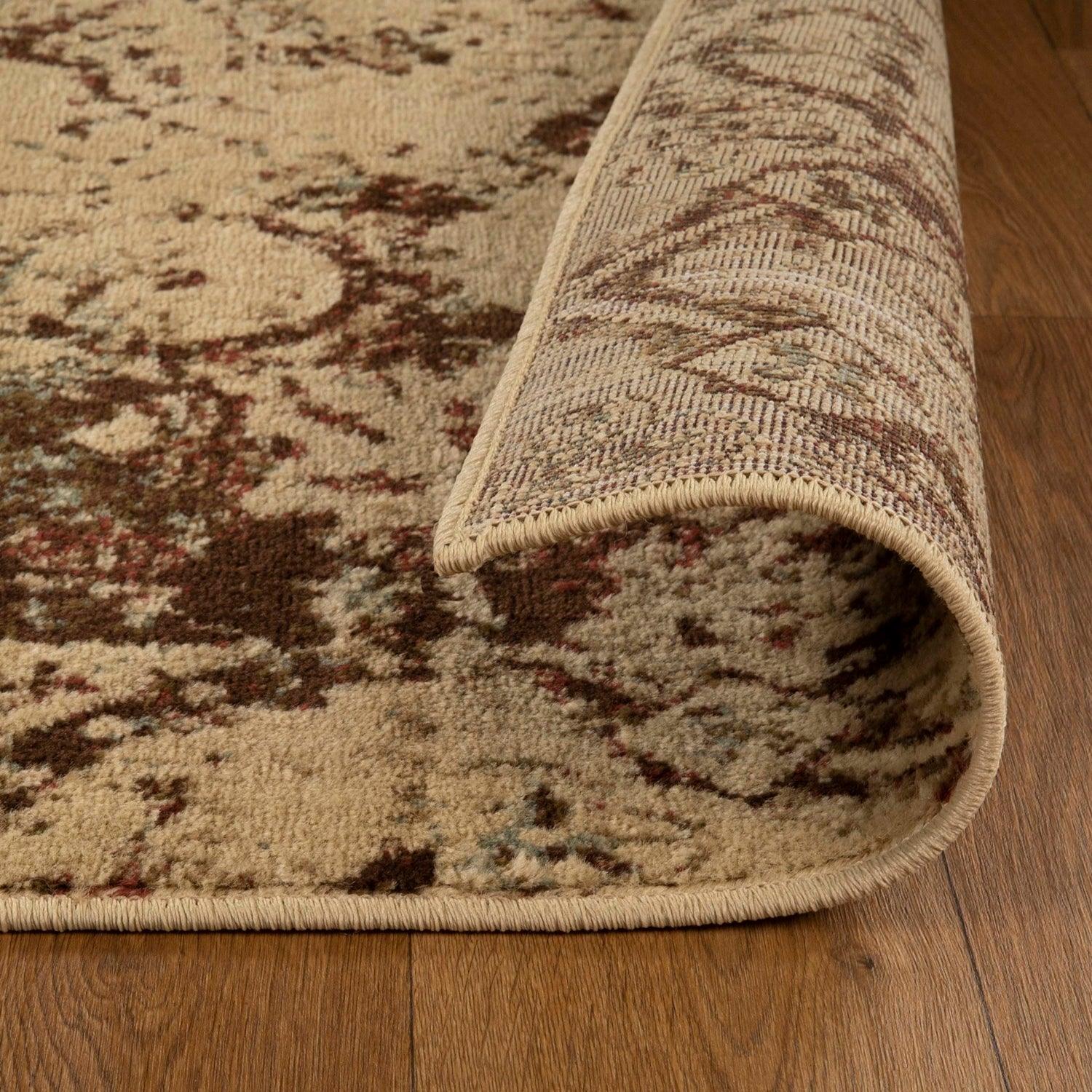 Distressed Floral Medallion Indoor Rug or Runner - Cream