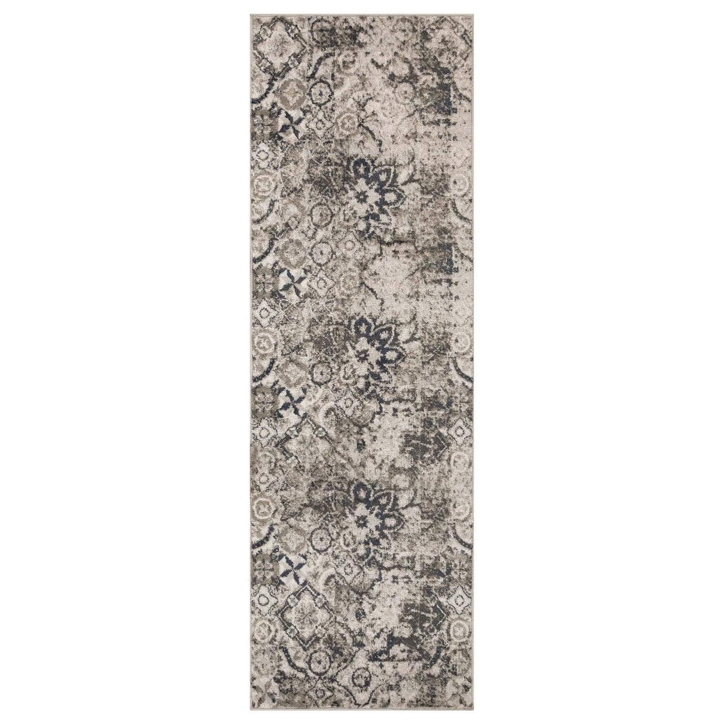 Distressed Floral Medallion Indoor Rug or Runner - Deep Royal