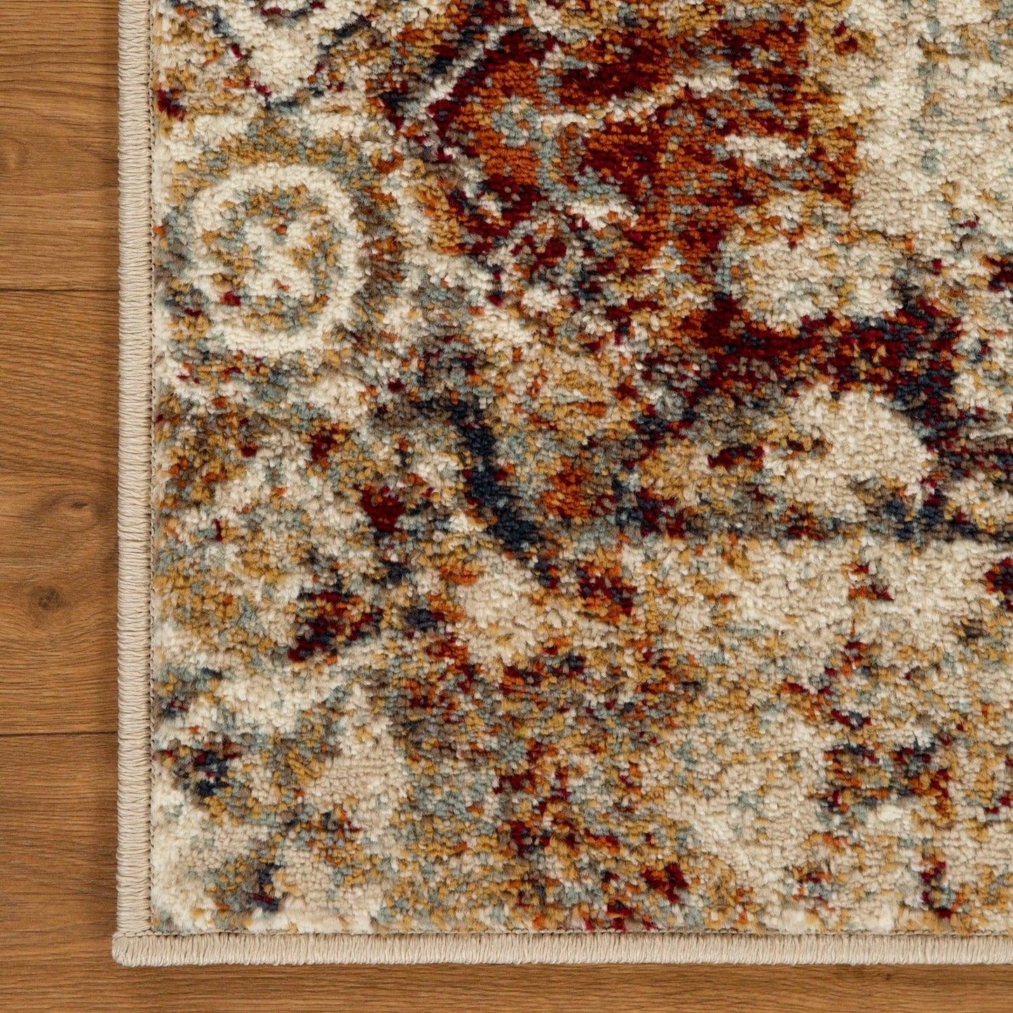 Distressed Floral Medallion Indoor Rug or Runner - Maroon