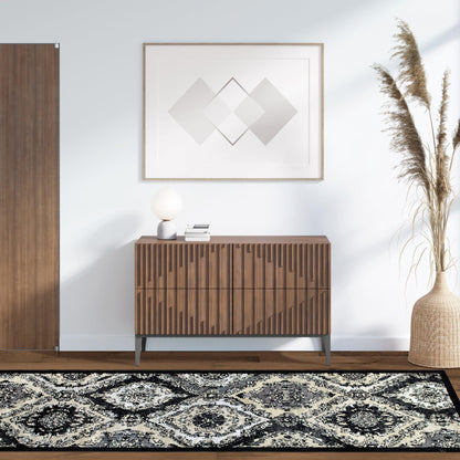  Superior Hayden Baroque Medallion Trellis Area Rug - Black