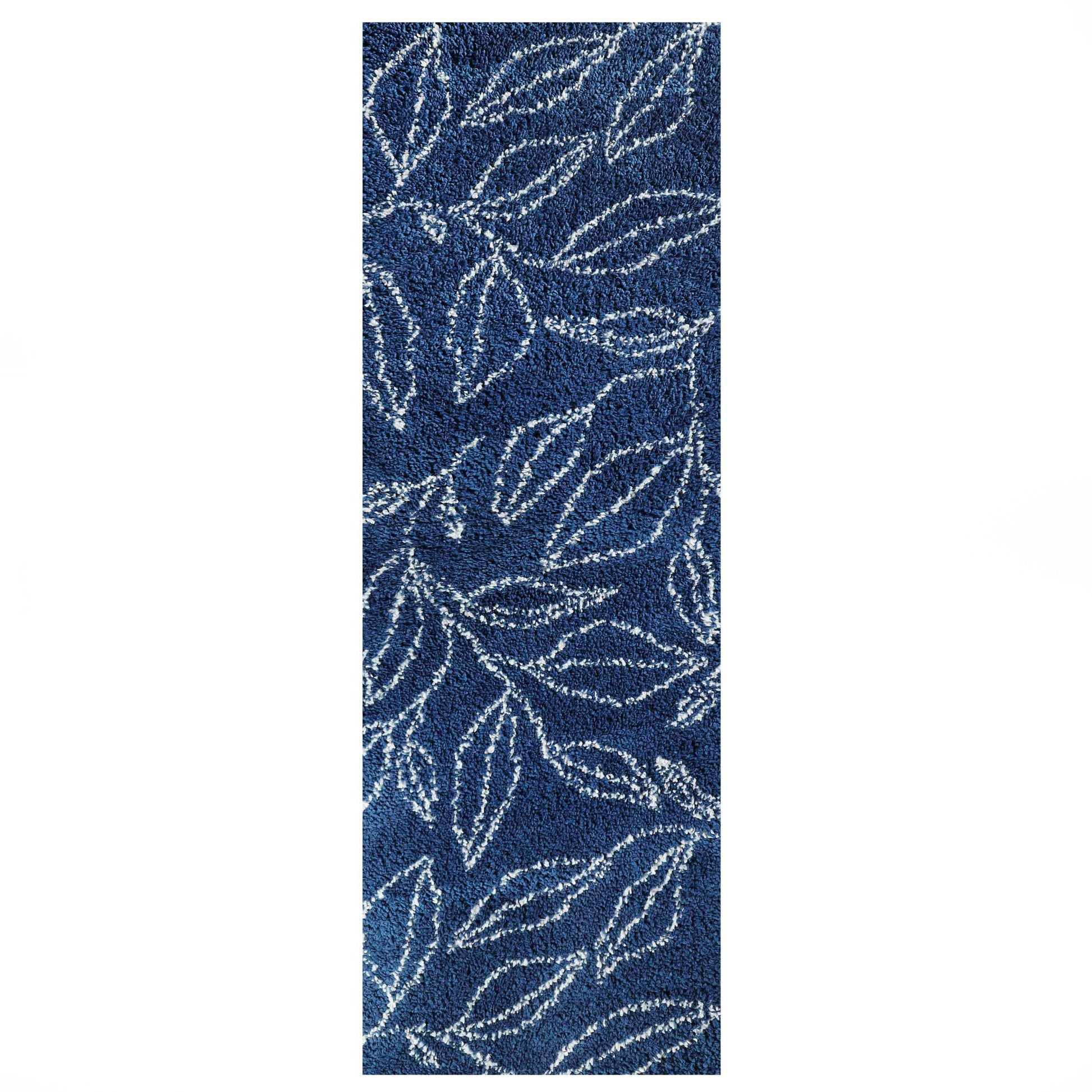 Superior Botanical Indoor Plush Shag Transitional Area Rug - Cream-Blue