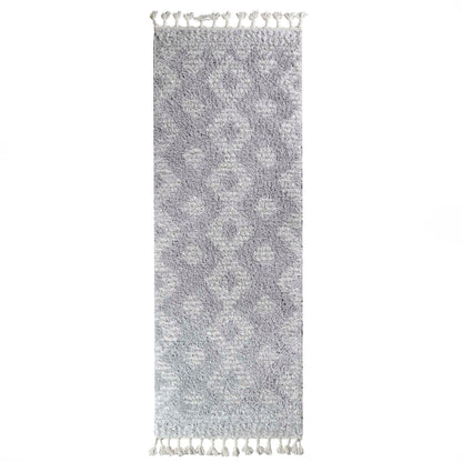  Superior Bohemian Geometric Indoor Plush Shag Area Rug with Tassels - Cream-Grey