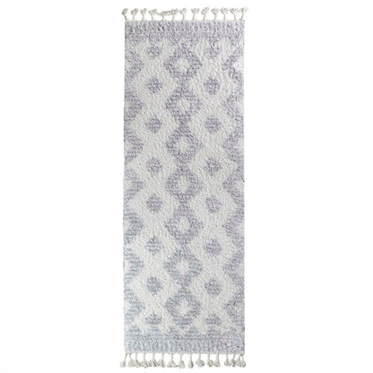  Superior Bohemian Geometric Indoor Plush Shag Area Rug with Tassels - Grey-Cream