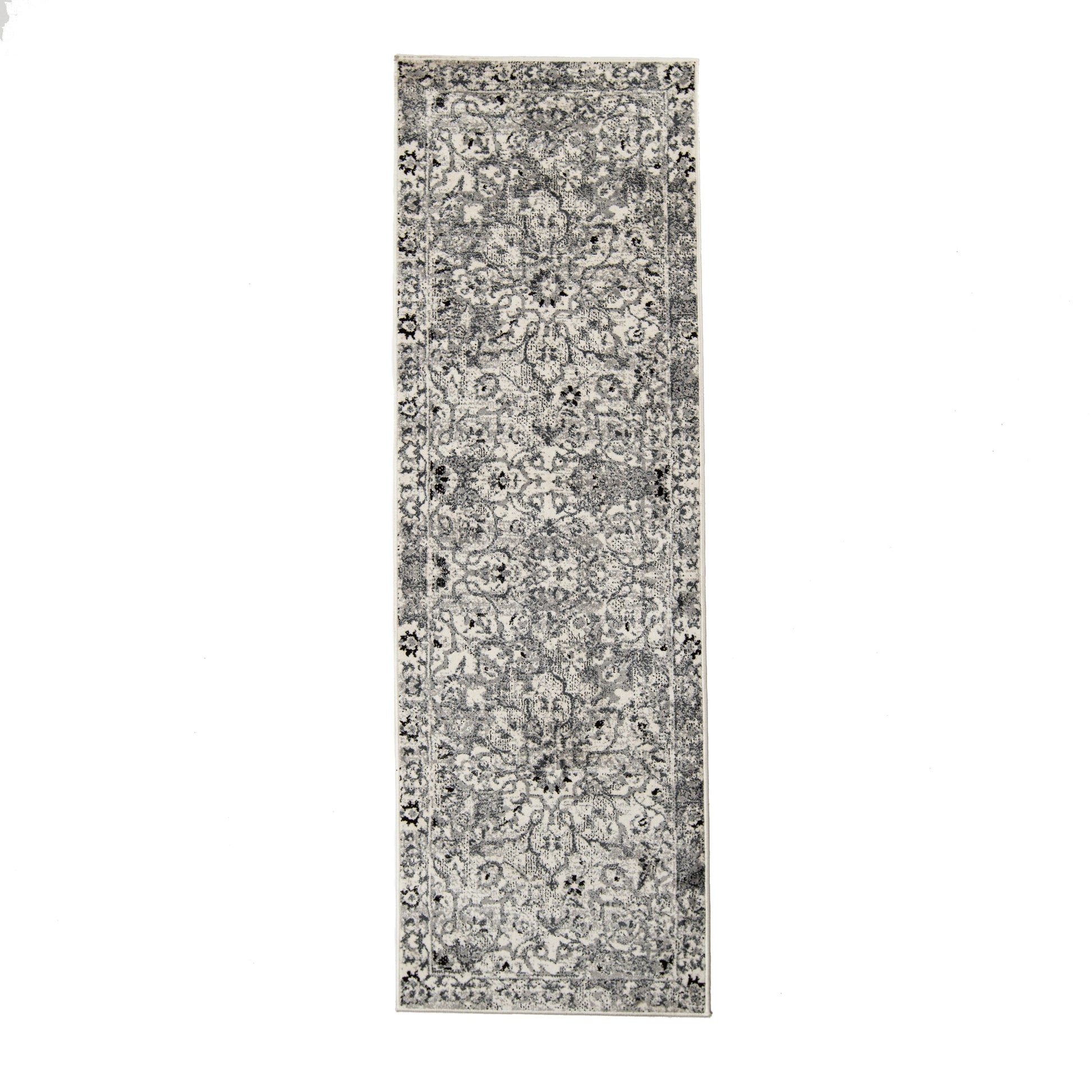 Caine Distressed Florals Modern Indoor Area Rug - Platinum