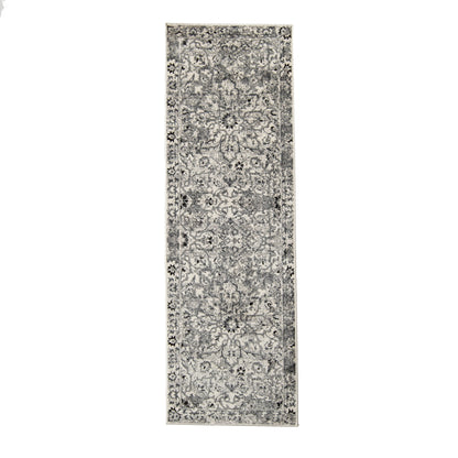 Caine Distressed Florals Modern Indoor Area Rug - Platinum