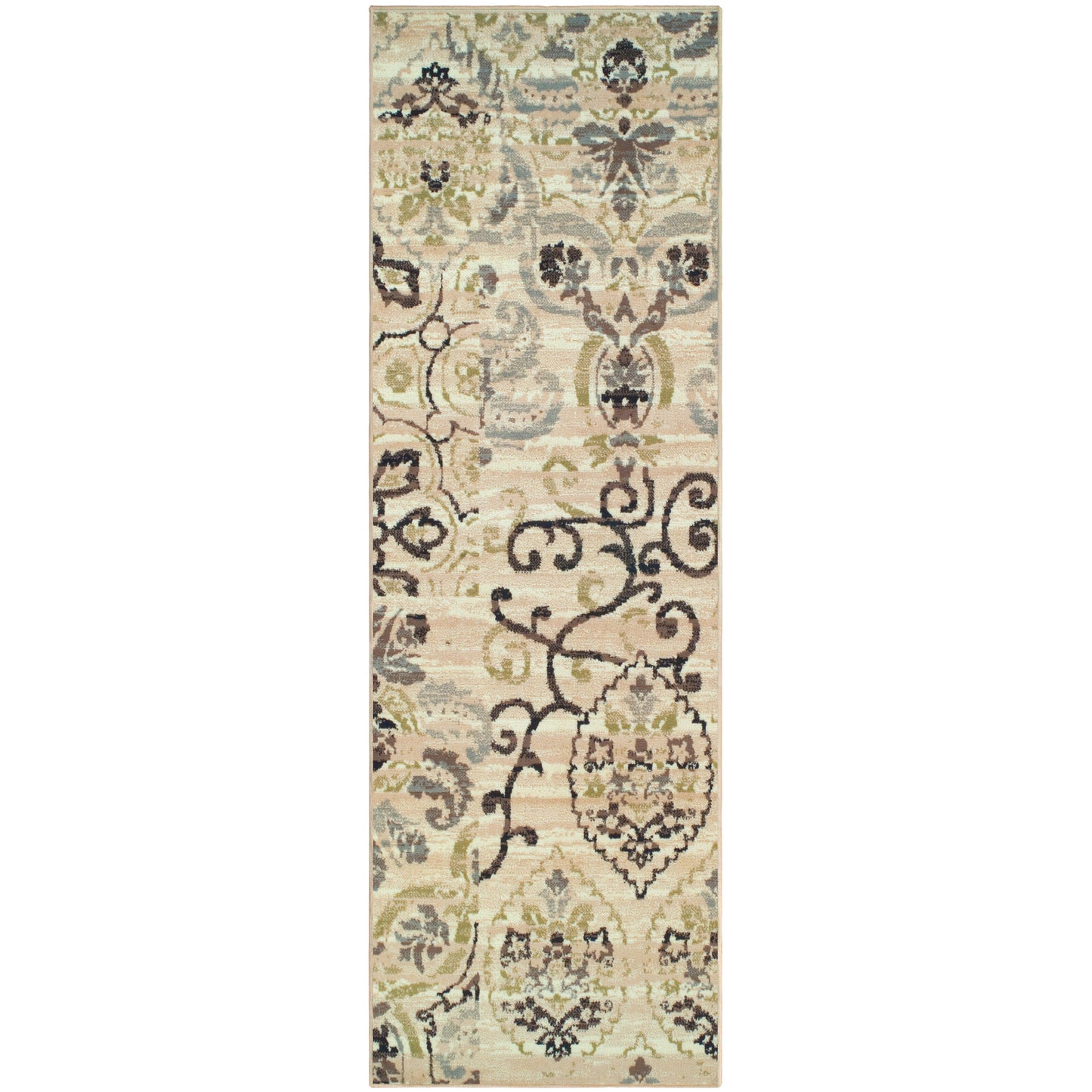 Superior Caldwell Modern Floral Damask Indoor Area Rug or Runner Rug Or Door Mat - Beige