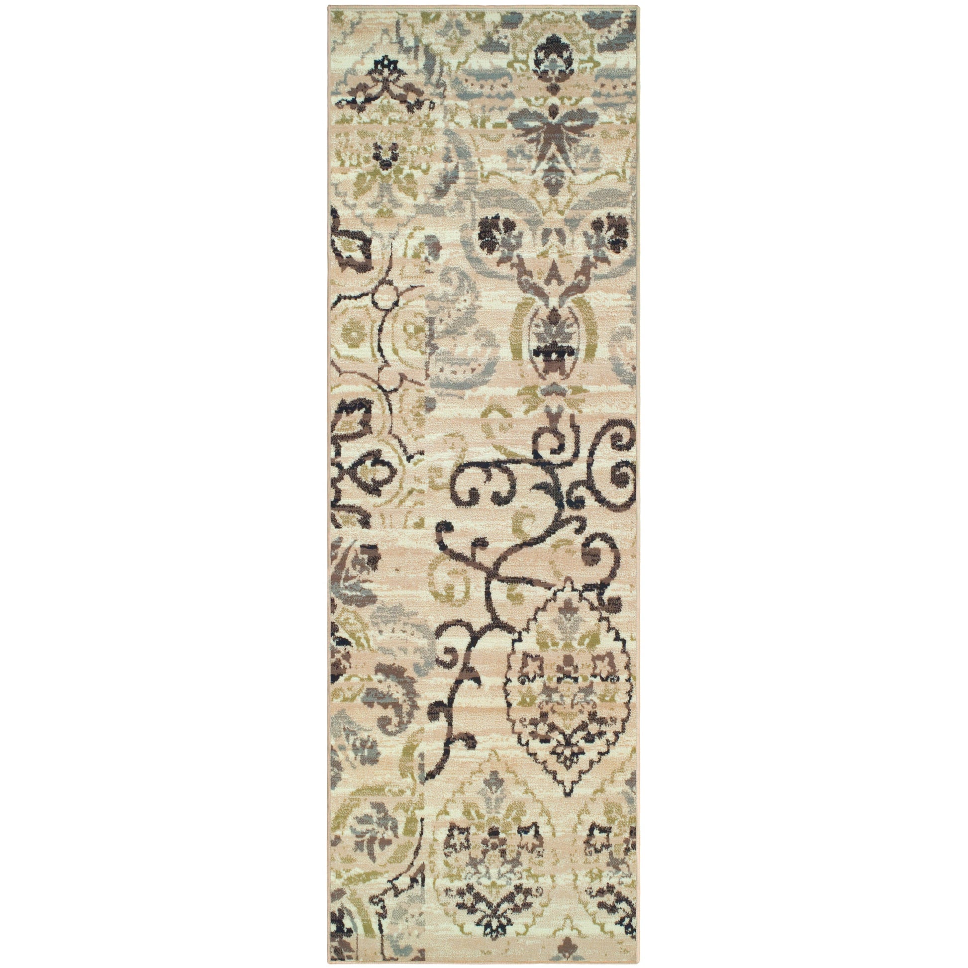 Superior Caldwell Modern Floral Damask Indoor Area Rug or Runner Rug Or Door Mat - Beige