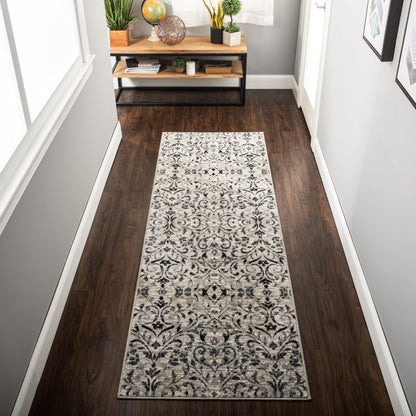 Superior Lovina Classic Scrolling Vine Indoor Area Rug  - Platinum