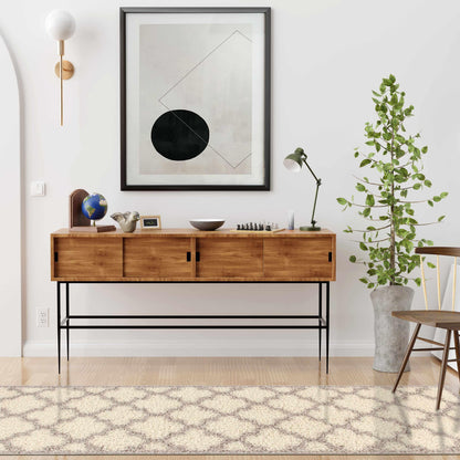 Superior Bengali Modern Geometric Lattice Trellis Indoor Shag Area Rug - Grey