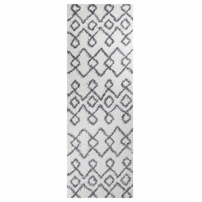 Superior Boho Geometric Diamonds Indoor Plush Shag Area Rug -  Black-Cream