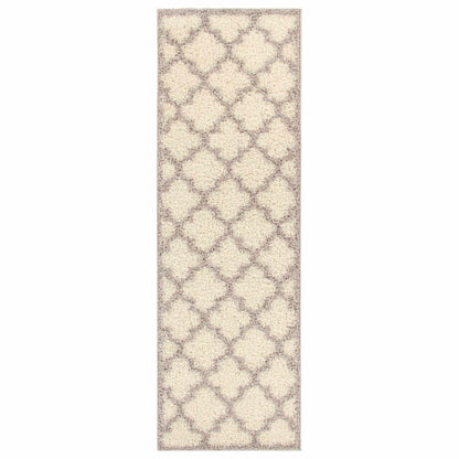 Superior Bengali Modern Geometric Lattice Trellis Indoor Shag Area Rug - Grey
