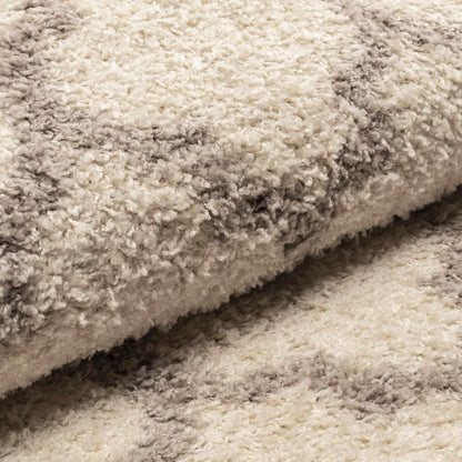 \Superior Bengali Modern Geometric Lattice Trellis Indoor Shag Area Rug - Grey