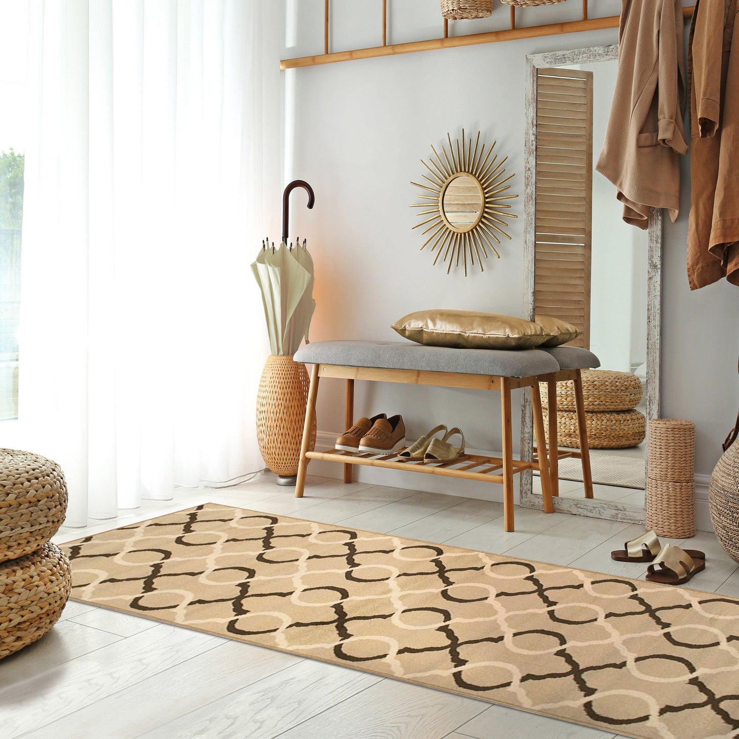 Superior Cadena Moroccan Trellis Contemporary Area Rug - Beige