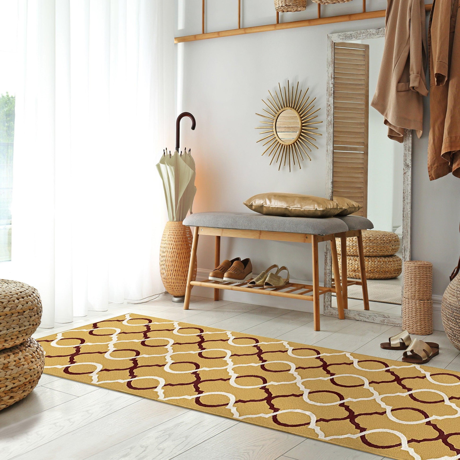 Superior Cadena Moroccan Trellis Contemporary Area Rug - Gold