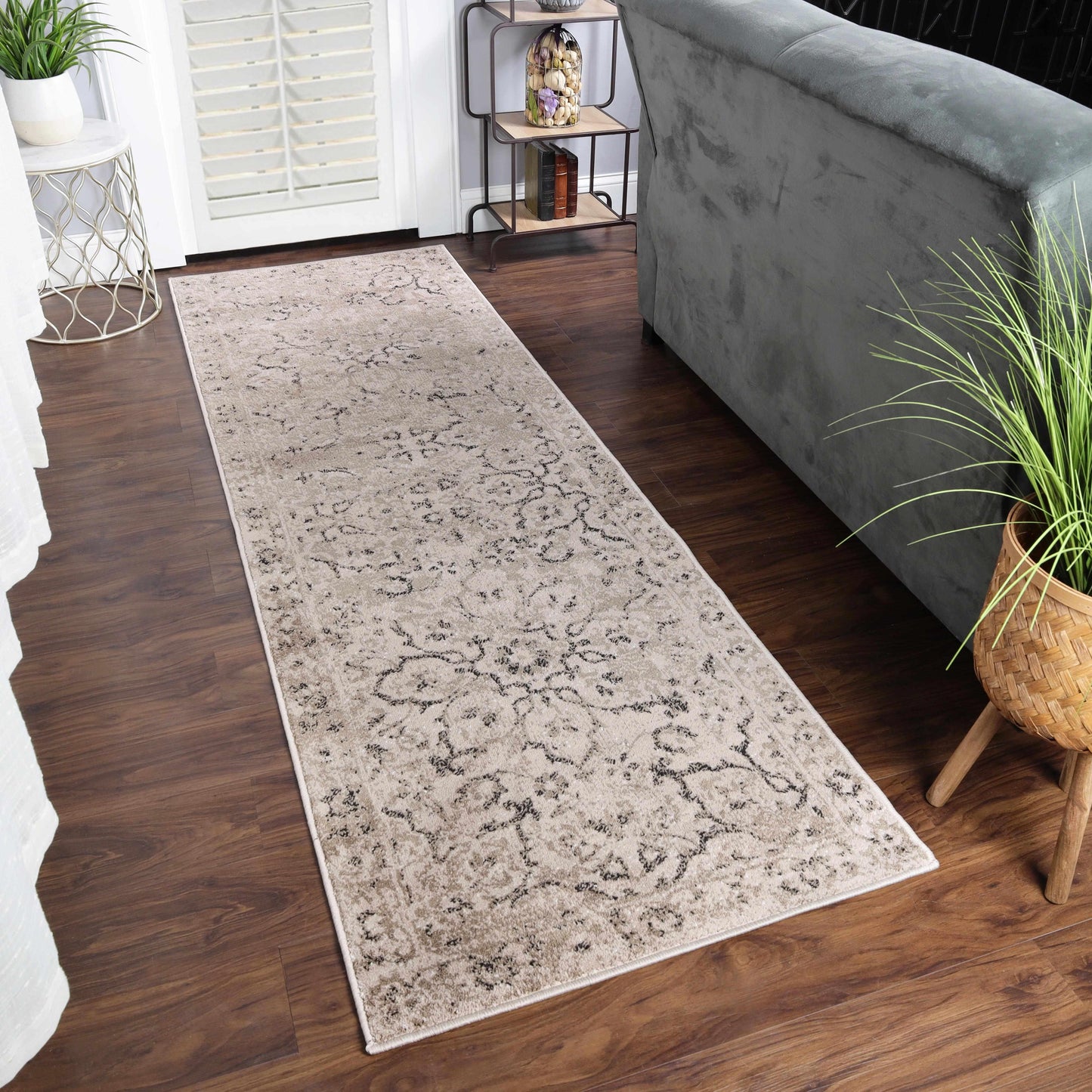 Caine Distressed Florals Modern Indoor Area Rug - Bronze